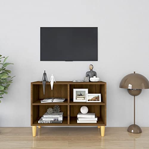 LAPOOH Mueble de TV con patas de madera maciza de roble marrón, 69,5 x 30 x 50 cm, mueble de TV, mueble de TV, soportes de TV y centros multimedia, muebles de sala de estar-813148