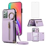 Compatible with Samsung Galaxy Note 20 5G Wallet Case with Screen Protector Crossbody Shoulder Strap Ring Buckle Stand Card Holder Phone Cover for Note20 Notes 20s Twenty Not S20 Women Men Purple