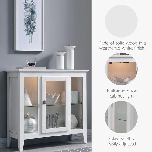 Image of Leick Home Ryan Curio Cabinet, 30 inch, Weathered White