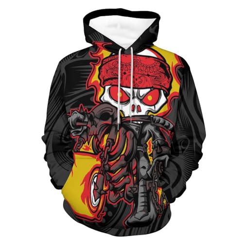 Sweat à capuche manche longue UMENG à motif tête de mort moto unisexe