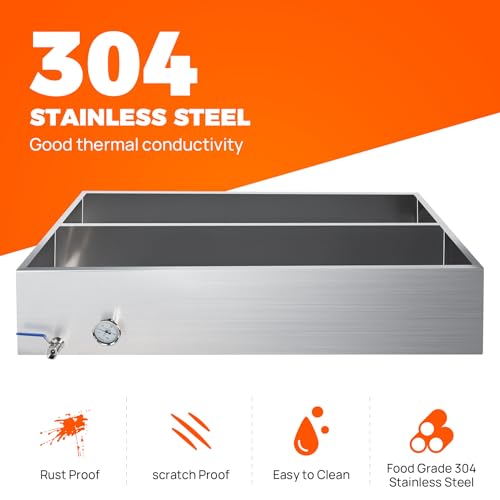 Image of 48x24x9.5 Inch Maple Syrup Evaporator Pan, 304 Stainless Steel with 1 Valve & Divided Pan, Professional Grade for Efficient Home Syrup Boiling