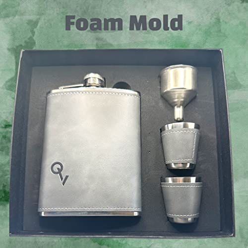 Flask Gift Set With 2 Shots. 8 Oz Hip Flask, Stainless Steel & Stamped Leather Wrapped Style With Gift Box. Christmas Gift For Men, Dad, Brother Or Groom.(Qv Gray) #TOP3