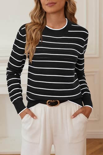 Image of Arach&Cloz Women's Soft Knit Sweater Fall Dressy Casual Pullover Tops