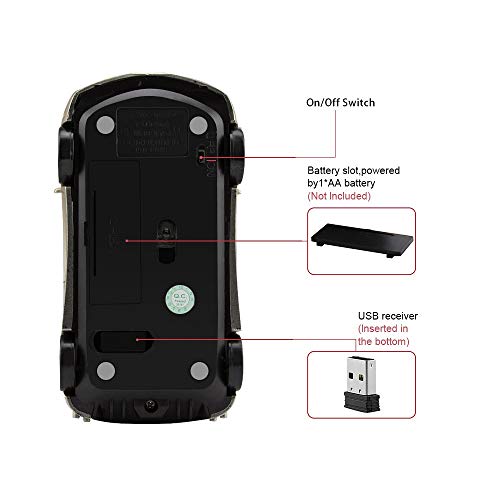 Image of Jinfili car Mouse Wireless Computer Office Ergonomic Mice for Notebook Laptop Windows 1600DPI 2.4Ghz Blue Light