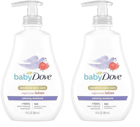 Image of Baby Dove Sensitive Skin Care Baby Lotion For a Soothing Scented Lotion Calming Moisture Hypoallergenic and Dermatologist-Tested 13 oz (Pack of 2)