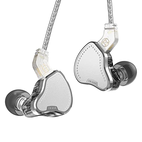 KB2208 HiFi In Ear Monitor High Performance DD Unit Powerful Bass In-Ear Earphone with Zinc Alloy Metal Cover Detachable Cable Design 0.78MM 2PIN for Musician Singer Drummer (Silver