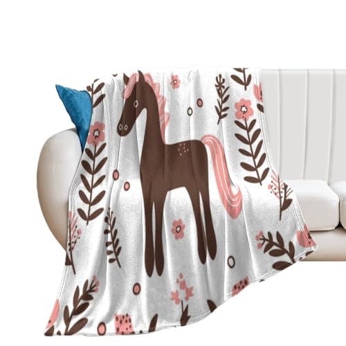 Couverture cheval rose chaude en flanelle contre les nuits fraîches