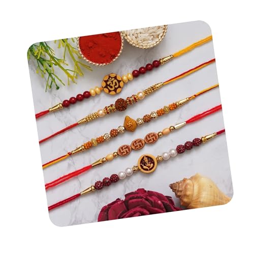 Image of eCraftIndia Golden Designer Bro Kids Rakhi with Roli Chawal Pack | Raksha Bandhan Rakhi