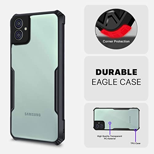 Image of Pikkme Samsung Galaxy M04 / F04 / A04E Back Cover | Crystal Clear Transparent Back | Ultra Hyrbid | Full Camera Protection | Raised Edge | Bumper Back Case (Plastic, Black)