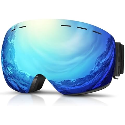 DADA-PRO Ski goggles Mens Women Skiing goggles Adults Over Glasses OTG Anti-fog Frameless Cover