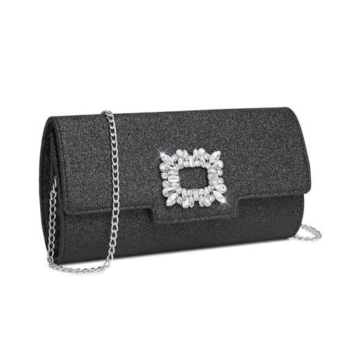 Miss Lulu Bolso de mano de mujer con strass,Clutch fiesta elegante para noche,Bolso fiesta mujer brillante