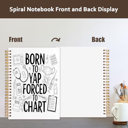 Carnet à spirale blanc NATSUNO pour infirmière journal médical format A5 cahier de notes drôle