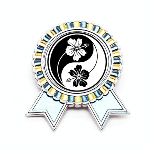 Broche en forme de fleur Yin-Yang en métal taille M pour tenue culturelle