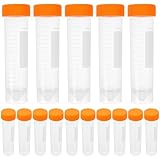 MAGICLULU 50 Ml Zentrifugenröhrchen mit Schraubverschluss Flachboden Orange 50 Stück Labor Zentrifugenröhrchen mit Skala Vertikal Langlebiges Material für Laboranwendungen