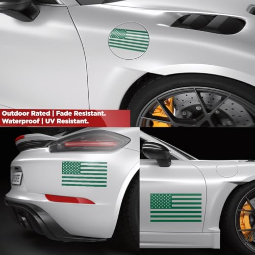 Image of American Flag Vinyl Decal USA Tactical Military Patriotic Subdued (Green) (Set of 2) Premium Waterproof Vinyl Decal Stickers for Car Truck RV Helmet Bumper Window Laptop Rearview Mirror