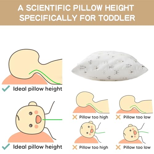 Image of Bunnikins & Clover Toddler Pillows with Pillowcase, 13 inchx18 inch Soft Cotton Kid Pillows for Sleeping, Bedding Small Pillow for Boys and Girls Aged 2-5 Years