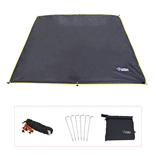 Azarxis Toldo Impermeable Ligero Lona de Tiendas de Campaña Alfombras para Vajilla de Exterior y Picnic Playa (Negro, M - 180 x 220 cm)
