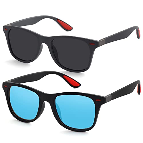 Polarized Square Sunglasses for Men Outdoors Sports Driving Sun glasses UV Protection Glasses 2 Pack