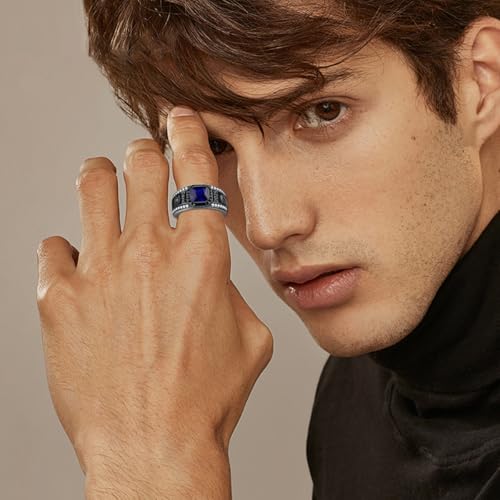 Personalized Black Class Ring Mens Graduation Rings for Men Sterling Silver High School Ring Birthday Gifts For Men4