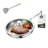 Genérico Sarten Titanio Uso Profesional, Sartén de Titanio Puro Antiadherente con Acero Inoxidable 304, Apta para Inducción y Gas (Con Tapa, Diámetro-24cm)