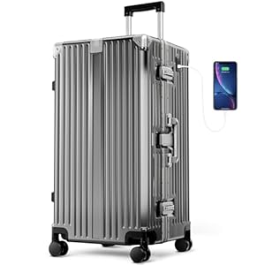 ALPHA CAMP Koffer XL Aluminium Rahmen & Polycarbonat Hartschale mit TSA Schloss Reisekoffer 40x36x77cm Reisekoffer Dunkelgrau Suitcase 93L Koffer Groß Handgepäck Rollkoffer Luggage für Reise