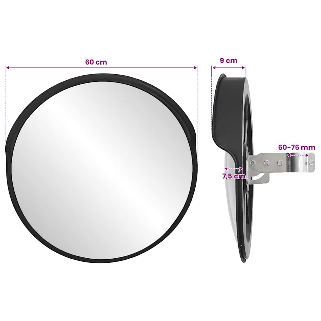 Miroir de circulation convexe de 60 cm de diamètre pour extérieur, miroir de sécurité pour surveillance de la circulation, miroir de vision pour entrée de garage et croisement discret, matériel de