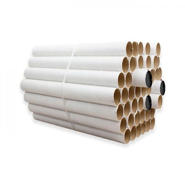 Genérico Pack 16 tubos de carton blanco 7,6x100cm con tapas incluidas, ideal para envios, portadocumentos, portaplanos.