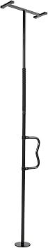 VEVOR Floor-to-Ceiling Transfer Pole, Tension Mounted Bathroom Grab Bar with Anti-Slip Curve Handle, 300 Lbs Capacity Security Pole for Elderly, Ideal Senior Safety Pole for 7-10 Ft Ceilings, Black