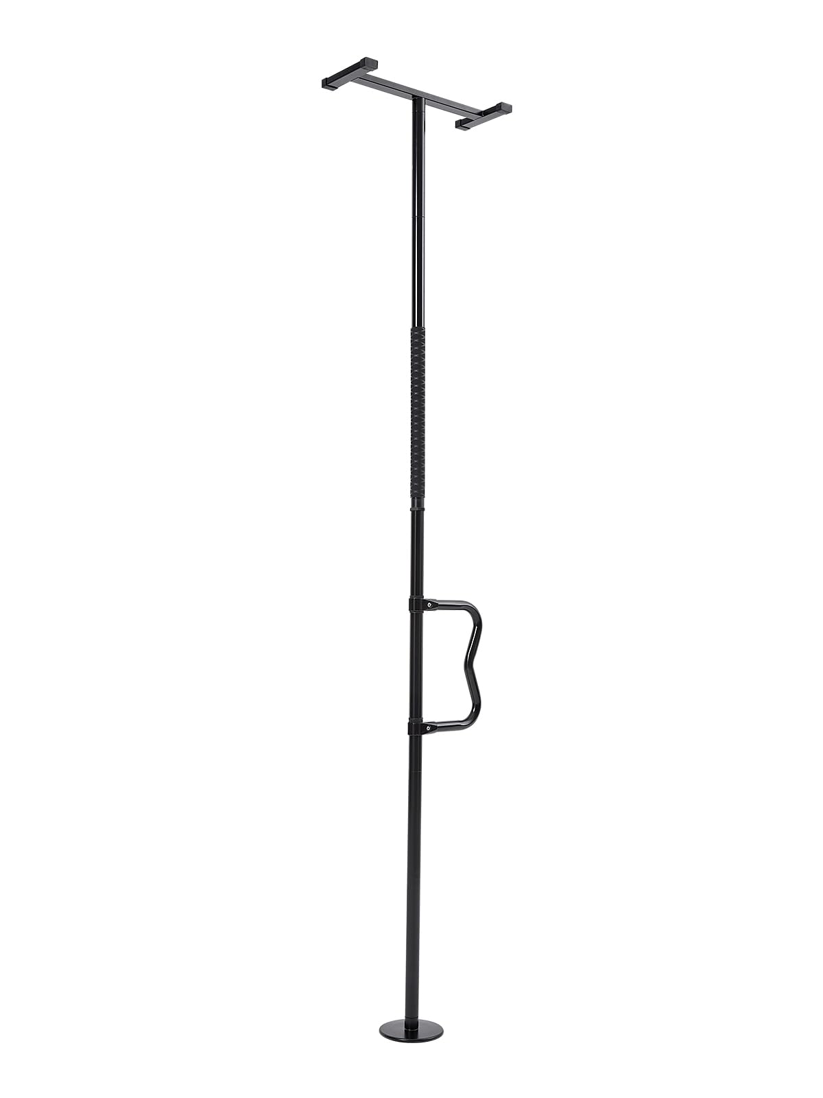 vevor floor-to-ceiling transfer pole, tension mounted bathroom grab bar with anti-slip curve handle, 300 lbs capacity security pole for elderly, ideal senior safety pole for 7-10 ft ceilings, black