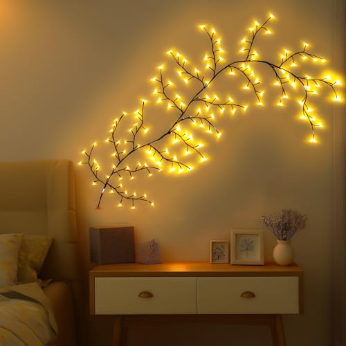 VANTREEGAO Enchanted Willow Vine Lights with Remote, Christmas Branch Lights with 144 LED for Indoor Outdoor, Artificial Plants Tree Swags Decorations for Walls Bedroom Home Decor (1pc) - image 3