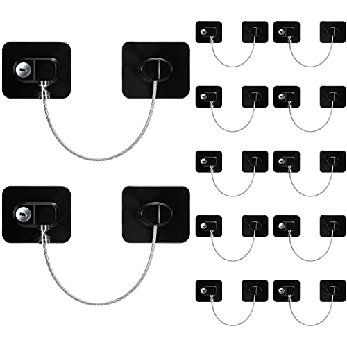 Image of 12 Pack Refrigerator Lock with 12 Keys Fridge Locks Combination Adhesive Child Safety Cabinet Freezer Door Lock Adult File Drawer Kitchen Appliance Furniture Closet(Black)