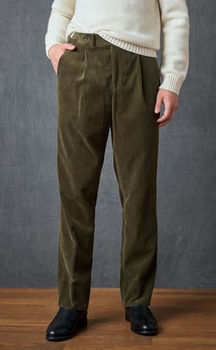 VENNYNG Men's Classic Corduroy Dress Pants Adjustable Waist Relaxed Business Trousers Straight Leg Casual Office Wear3