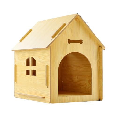 Casa De Gato De Madera | Cabaña Desmontable Impermeable A La Lluvia | Casa para Gato Resistente A La Intemperidad con Ventana - para Cachorros Y De Razas Pequeñas Y Medianas para El Tarro
