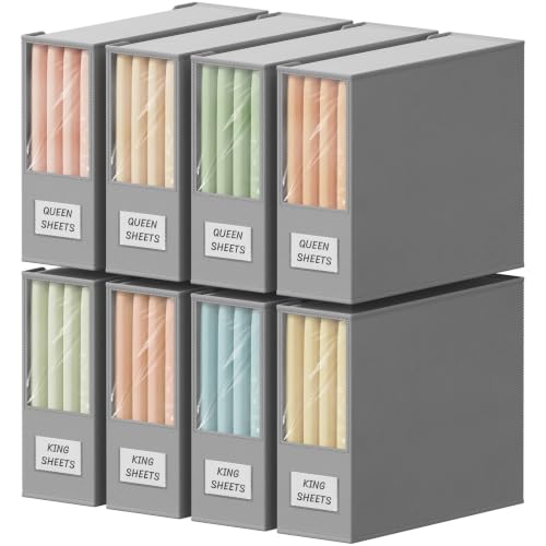 Lifewit 8 Stück Bettlakenbeutel, Faltbarer Bettwäsche-Organizer für Bettlaken mit Klarsichtfenster, Schubladen Aufbewahrungsbox… – Ansicht 1