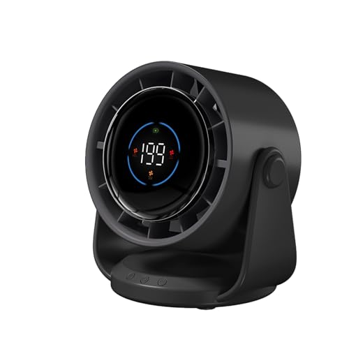 YoouDamy Ventilador de escritorio montado en la pared con pantalla digital, ventilador USB recargable ultra silencioso de 100 velocidades, batería de 4000 mAh e inclinación de 105°, refrigeración