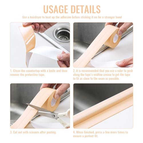 Image of Bath Sealant Strip Waterproof Caulk Tape Wall Corner Caulk Strip Sealing Tape Self Adhesive Simple Tape for Kitchen, Toilet Bathtub, Bathroom, Sink, Countertop and Floor Wall Edge Protector