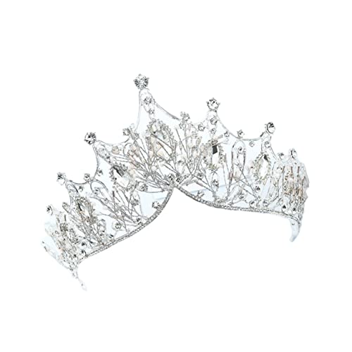 Tiara de plata para novia y reina de fiesta con pedrería brillante