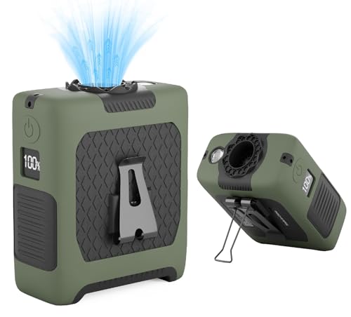 Ventiladores portátiles portátiles con clip para cinturón, ventiladores personales de cintura para exteriores, trabajo, viajes, camping, 10000 mAh, recargable, ajuste de 5 velocidades, máximo 24