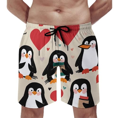 Mens Shorts Love Animals Men Swim Trunks Quick-Dry Beach Shorts with Drawstring Pocket Bathing Suit