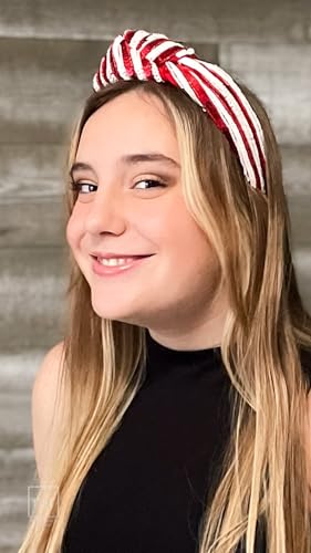 Game Day Sequin Headband Football Team Spirit Red White Sequins Knotted Headband Football Mom Outfit Accessories Gift4
