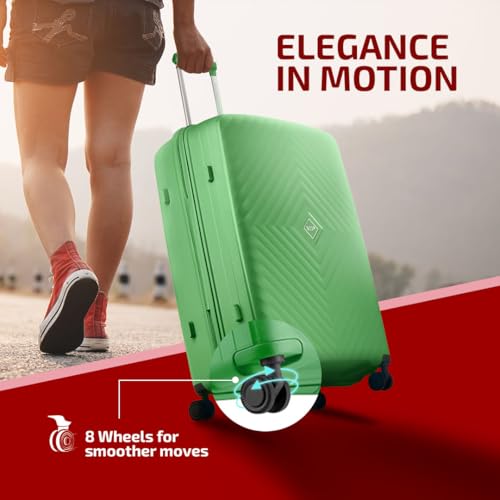 Image of VIP Quad Pro Check-in 75 Cm 8 Spinner Wheels Trolley Bags for Travel, Hard Case Lightweight Bag with TSA Lock, Anti-Theft Zipper & Premium Interiors (Green) (Large)