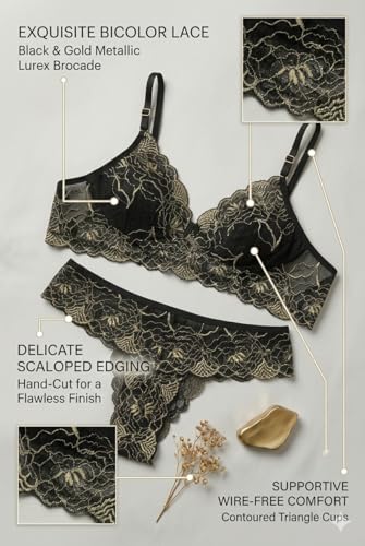 Image of Soft Lace Non Padded Bra Panty Set for Women || Non Padded Lingerie Set for Female,Ladies