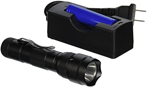 OREI 400 Lumens Professional Ultra Bright Tactical LED Flashlight with Rechargeable Lithium Battery - Charger Included
