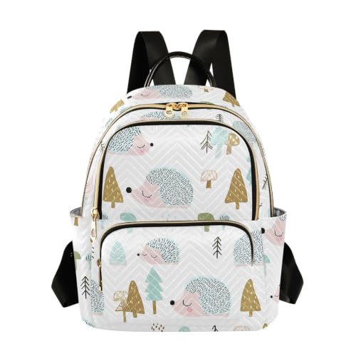 Sac à dos femme motif hérisson mignon en taille S pour l'école