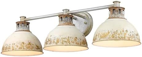 Kinsley 3 Light Bath Vanity Aged Galvanized Steel with Antique Ivory