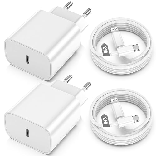 2Pack Caricatore for iPhone 14/13/12/11/XS/XR/X/SE, USB C Rapido Caricabatterie with 2m Cavo Spina Adattatore Alimentatore per Orginal Apple iPhone 14/13/12/11/Pro max/iPad/plus/Mini/10/9/8/7/6/5 SE