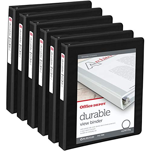 Office Depot Brand Durable Round-Ring View Binders, 1