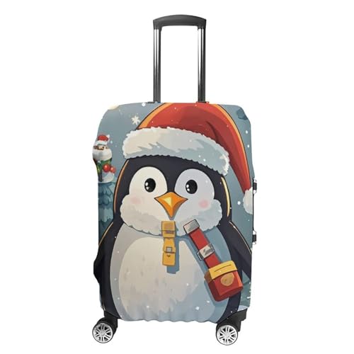 Christmas Funny Penguin Luggage Cover, Elastic Luggage Protector Fits 19-32in Suitcases, Washable & Anti-Scratch Suitcase Cover for Men Women M