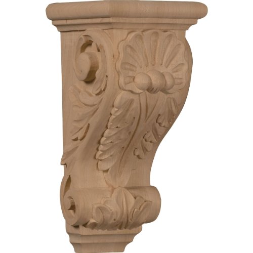Ekena Millwork CORW04X05X10SHRO Medium Shell Wood Corbels, 4 1/2"W x 5"D x 10"H, Red Oak