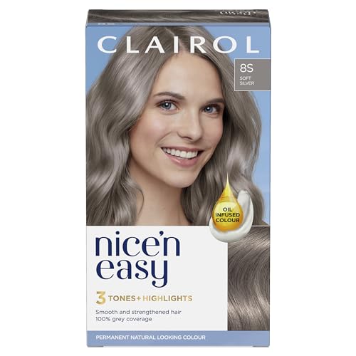 Clairol Nice'n Easy Crème, tinte permanente con aceite de aspecto natural, 8S suave plata